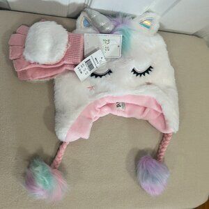 *** NEW *** Unicorn Knit Hat with Flip Top Gloves - Big Girls